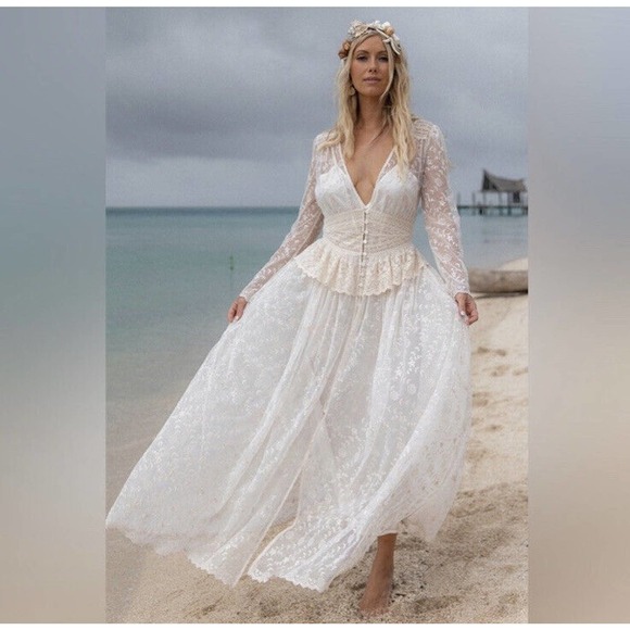 Spell Margot Duster Off White Lace Size Large(40), New with Tags - Picture 4 of 10